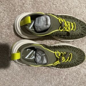 Zara Olive Green Athletic Shoes with Yellow Accents
